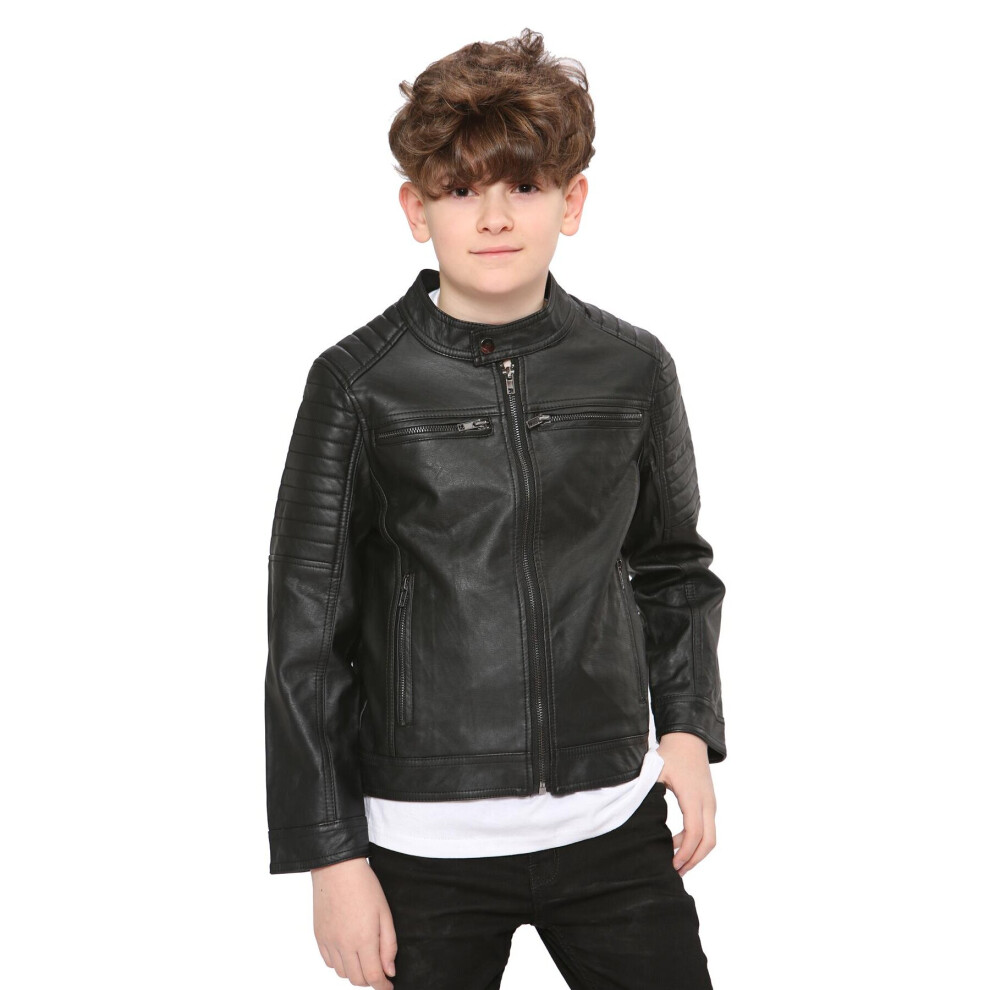 Childrens black leather sales jacket