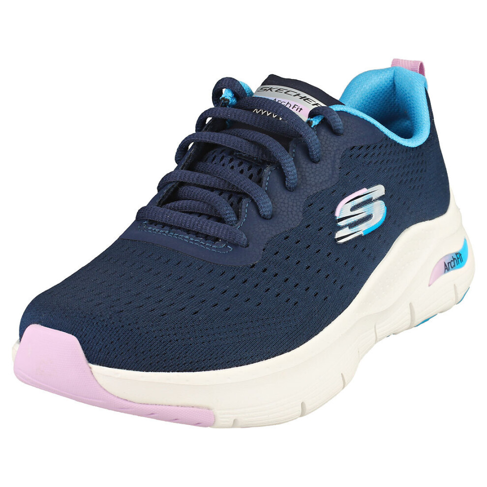 Skechers Arch Fit Vegan Womens Fashion Trainers in Navy Multicolour - Size 8 UK