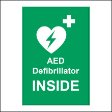 (100 x 150mm - 4 x 6, B - Magnetic - Vehicle Grade) FS309 AED Defibrillator Inside Sign Electronic Cardiac Heart Shock Medical 450mm x 600mm B - Magnetic - Vehicle Grade