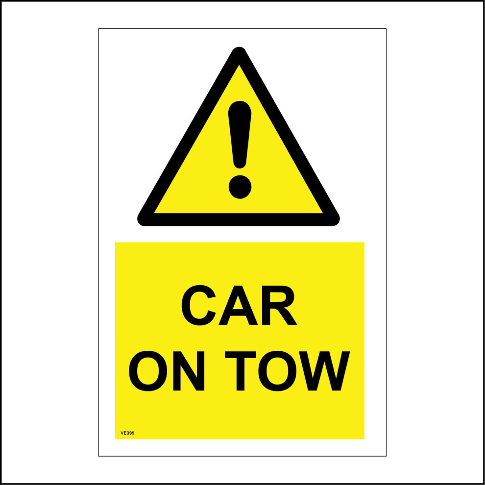 (200 x 300mm - 8 x 12, B - Magnetic - Vehicle Grade) VE399 Car On Tow Sign Breakdown Vehicle Trailer Rope Chain Mechanic Auto Truck 450mm x 600mm B - Magnetic - Vehicle Grade