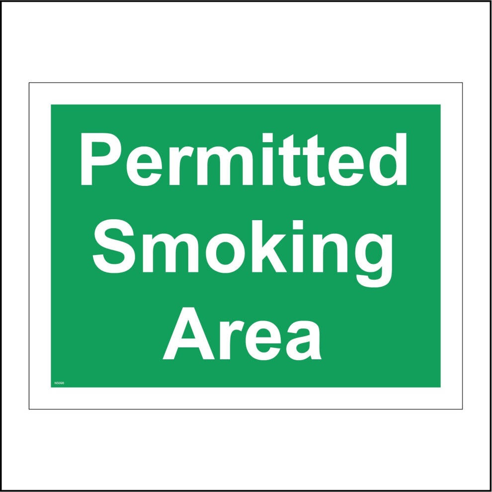 (200 x 150mm - 8 x 6, C - Dibond / Composite Aluminium) NS098 Permitted Smoking Area Sign Smoke Shelter Break Outside Designate 600mm x 450mm B - Magn-image-OPC-P8XD58B-NEW