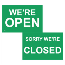 (150 x 100mm - 6 x 4, D - 1mm Pvc Foamex) We're Open Sorry We're Closed Sign DS019 Double Sided Business Work Shop Cafe 600mm x 450mm B - Magnetic - Vehicle Grade