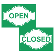 (600 x 450mm - 24 x 18, C - Dibond / Composite Aluminium) Open Closed Sign DS014 Plaque Green White Door Double Sided Cafe Shop Business 600mm x 450mm B - Magnetic - Vehicle Grade