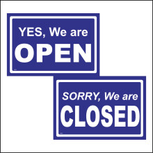 (150 x 100mm - 6 x 4, E - 3mm Standard Foamex Foamboard) We Are Open Sorry Closed Sign DS003 Double Sided Blue Door Business Office Shop 600mm x 450mm B - Magnetic - Vehicle Grade