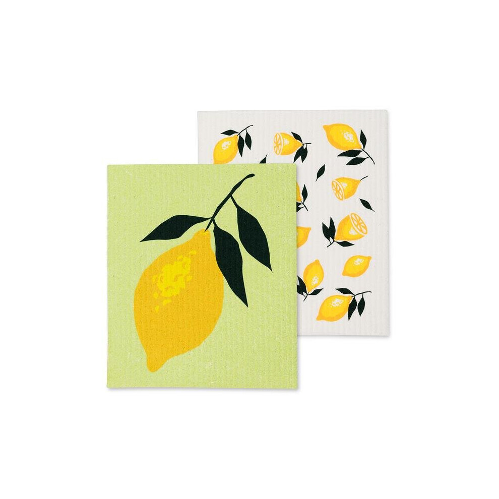 Abbott Collections AB-84-ASD-AB-12 6.5 x 8 in. Lemon Dishcloths, Green & Ivory - Set of 2-image-OPC-P8XDG75-NEW
