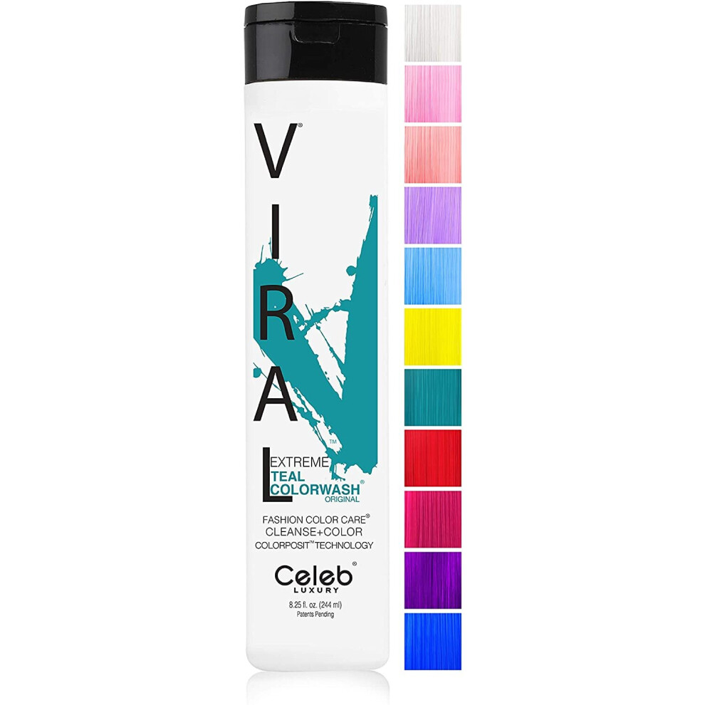 Celeb Luxury Viral Semi Permanent Colorwash Shampoo - Extreme Teal 240ml-image-OPC-P8XDNBX-NEW