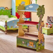 Fantasy Fields - Sunny Safari animals themed Book Case Kids Wooden Bookcase with Storage Drawer| Hand Crafted & Hand Painted Bookshelf | Child