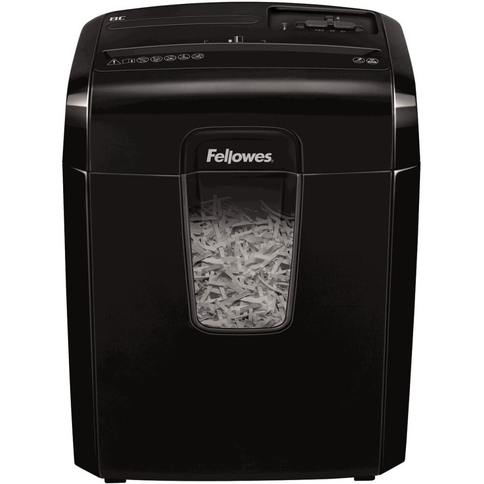 Fellowes Powershred 8C Personal 8 Sheet Cross Cut Paper Shredder for Home Use - With Safety Lock, Black