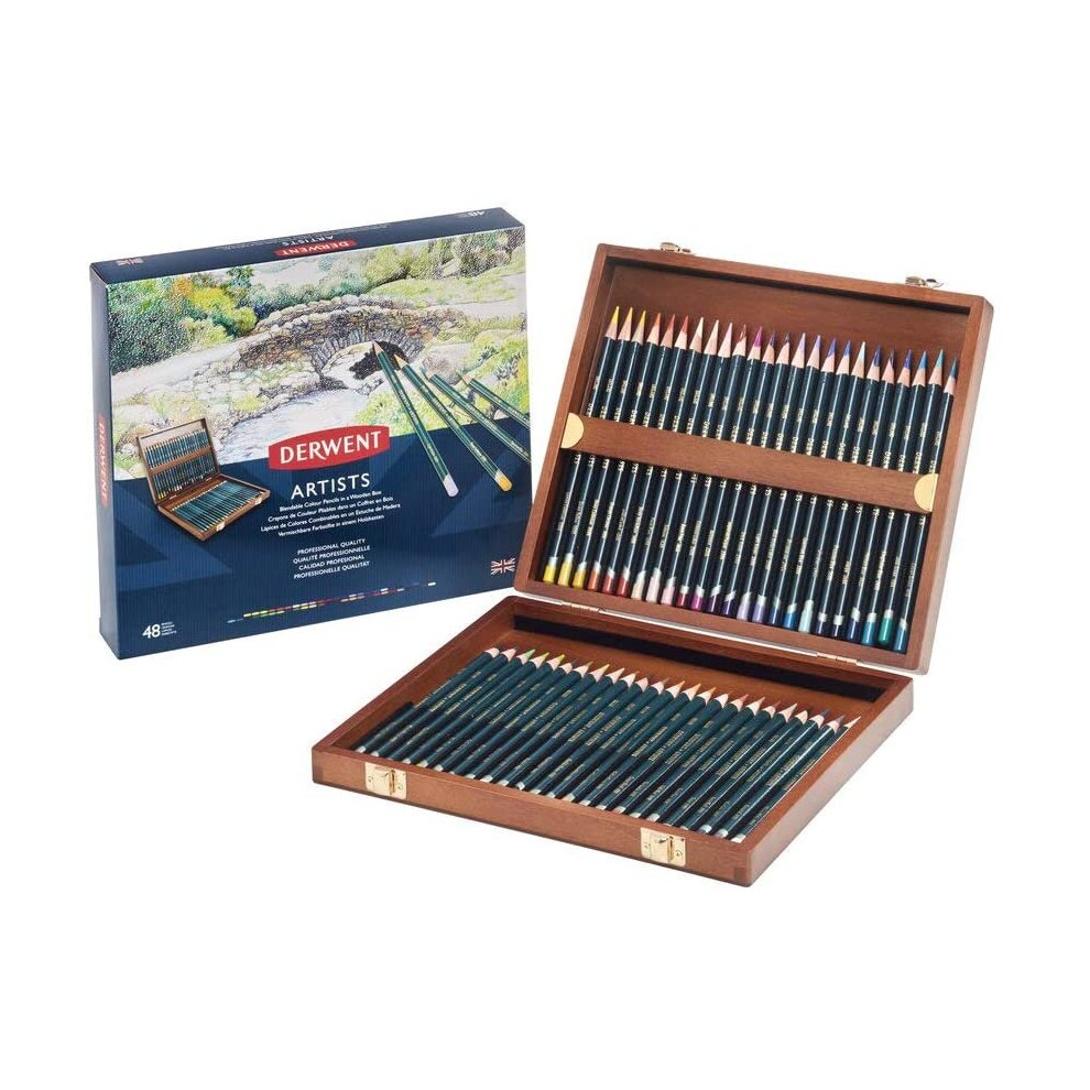Derwent 0700643 Artists Colouring Pencils, Professional Quality, Multicolor, Set Of 48 In Wooden Gift Box,