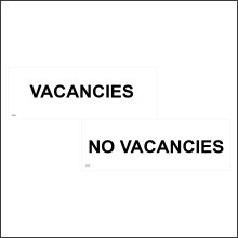 (300 x 100mm - 12 x 4, C - Dibond / Composite Aluminium) Vacancies No Vacancies Door Sign DS033  Double Sided Black  Holiday Break Room 600mm x 200mm B - Magnetic - Vehicle Grade