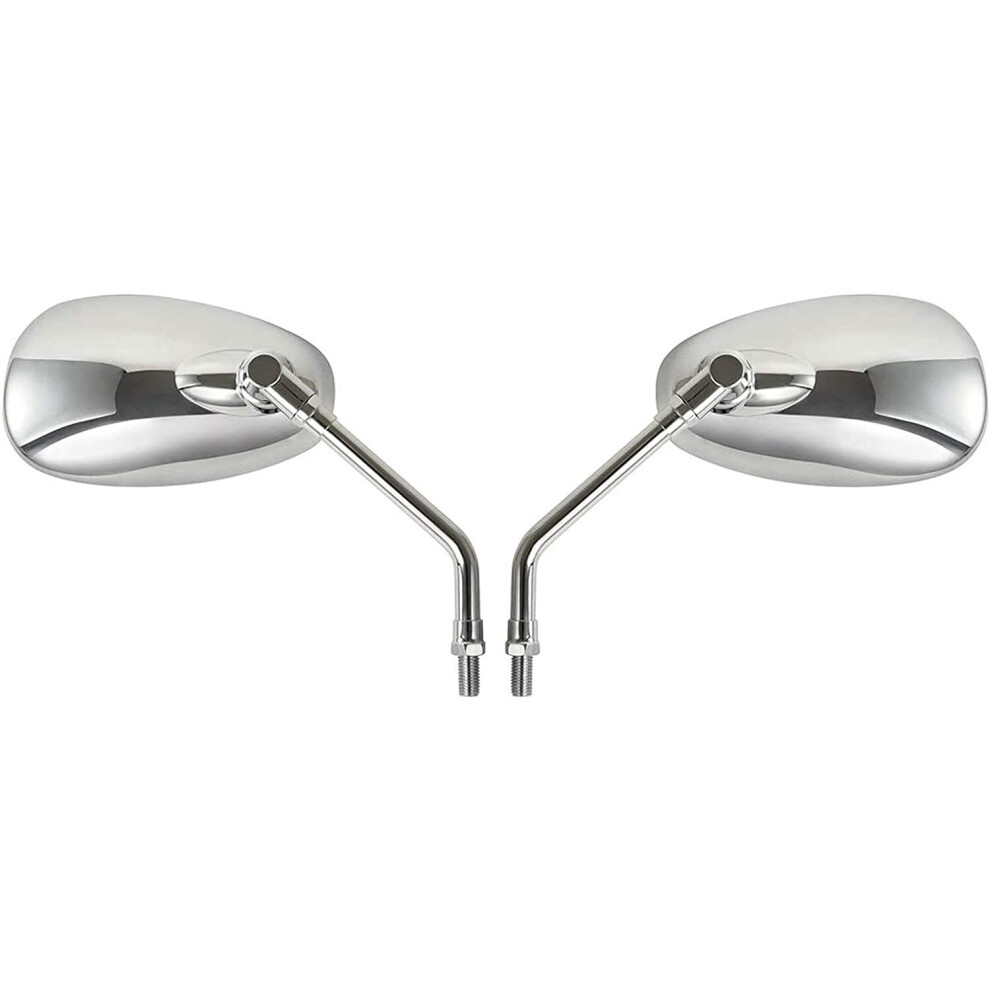 Auzkong 10mm Motorcycle Side Mirrors, Universal Chrome Motorcycle Rearview Side Mirrors for H0NDA, Su.zuki, Aprilia and Cruiser Scooter