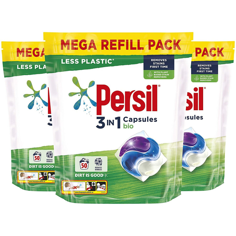 Persil 3 in 1 Bio stain removal first time Laundry Washing Capsules/ Tablet mega refill pack 150 Washes 9 month supply