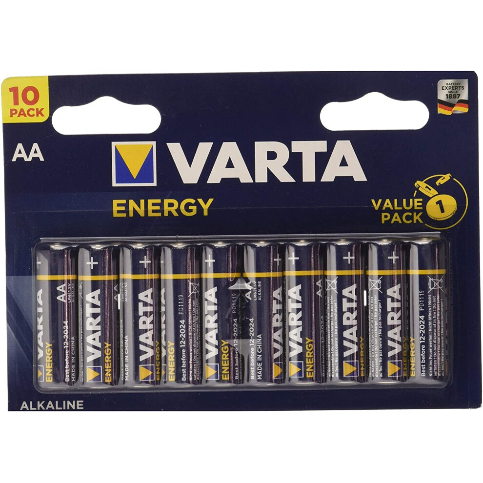 Varta 4106Â ?Â Pack of 10Â Alkaline Batteries AA, Blue