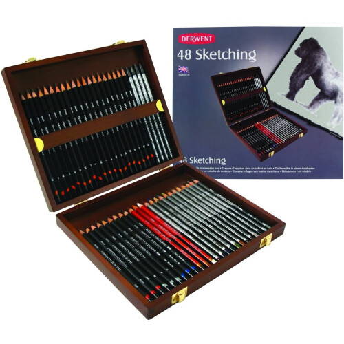 Derwent Coffret de crayons - Derwent - 48 crayons sketching - Bois - 2 tiroirs - Graphite 1