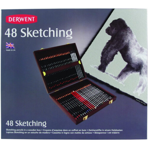 Derwent Coffret de crayons - Derwent - 48 crayons sketching - Bois - 2 tiroirs - Graphite 2