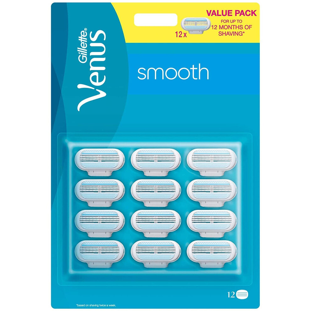 Gillette Venus Smooth Razor Blades, 12 Pack