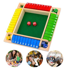 Shut The Box Dice Game Wooden Board Dice Game 4 Sided Family Math Game