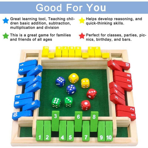 Jeux De Société TOSAVGA Shut The Box Shut The Box 4 Joueurs, Shut The