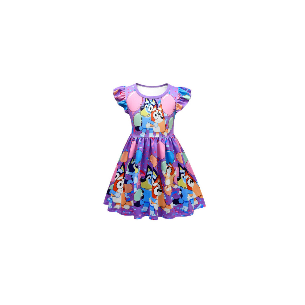 Gentleman-Uk (, 3-4 Years ) Bluey Bandit Bingo Chilli Cosplay Custome Fly Sleeve Dress Purple