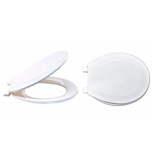 EZ-FLO Witte Plastic Toiletbril met Deksel, Rond, 65901