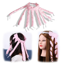 (Pink) Soft No Heat Hair Curlers Band for Overnight