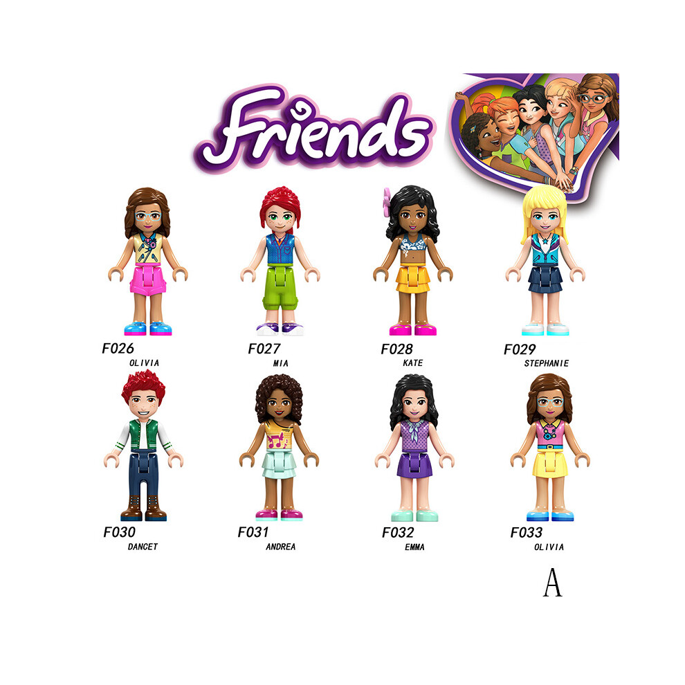 (A) 8/16Pcs Friends Girls Mini Figures Building Blocks Toys