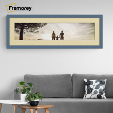 (Dark Grey With Ivory Mount, 16x8" Pic (20x12" Frame)) Panoramic Size Dark Grey Picture Frame Photo Frames With Multicolored Mounts Wall Hanging Frame