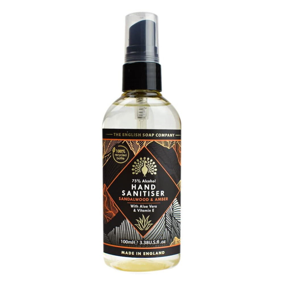 The English Soap Company Amber English Soap Sandalwood & Hand Sanitiser Travel Size Spray Bottle