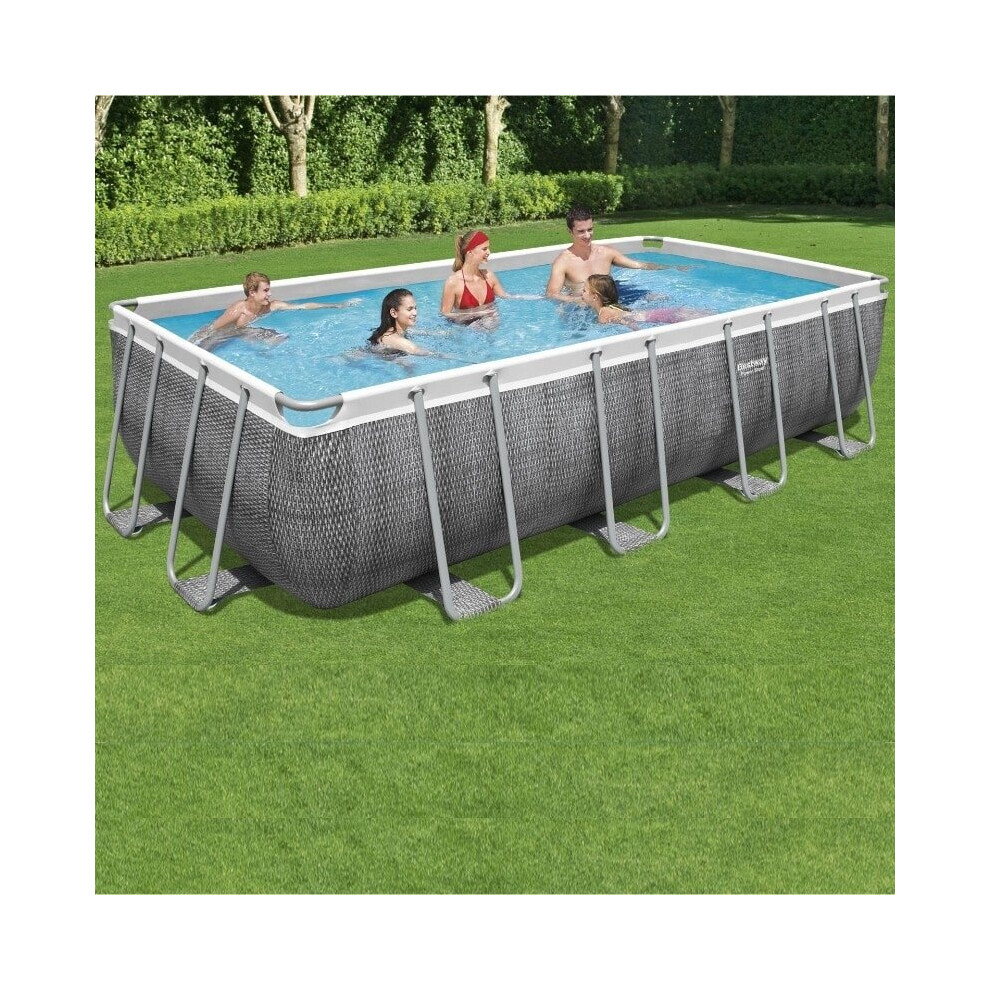 Bestway 18ft x 9ft x 48in Power Steel Rectangular Pool Set