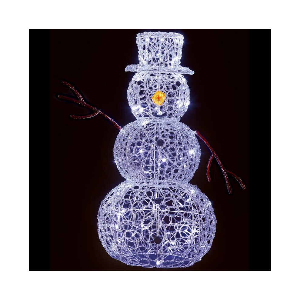Premier Acrylic Snowman With 80 Twinkling Leds White 90Cm