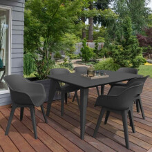 Mesa de jardim - retangular 160cm - cinza grafite - em resina - 6 pessoas - Lima - Allibert by KETER