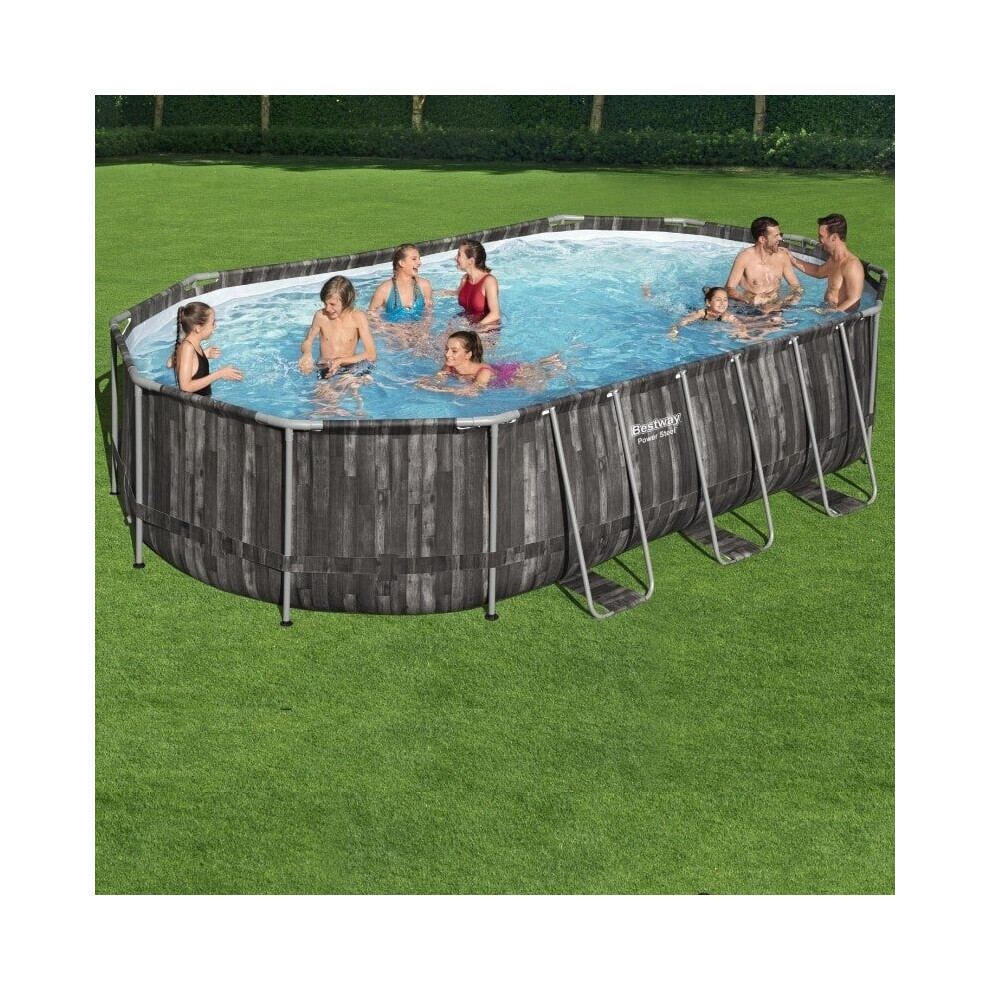 Bestway 20ft x 12ft x 48in Power Steel Oval Pool Set