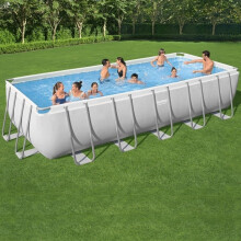 Bestway 21ft x 9ft x 52in Power Steel Rectangular Pool Set