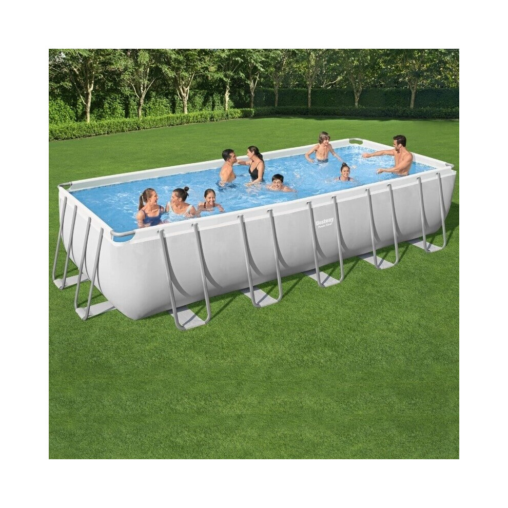 Bestway 21ft x 9ft x 52in Power Steel Rectangular Pool Set