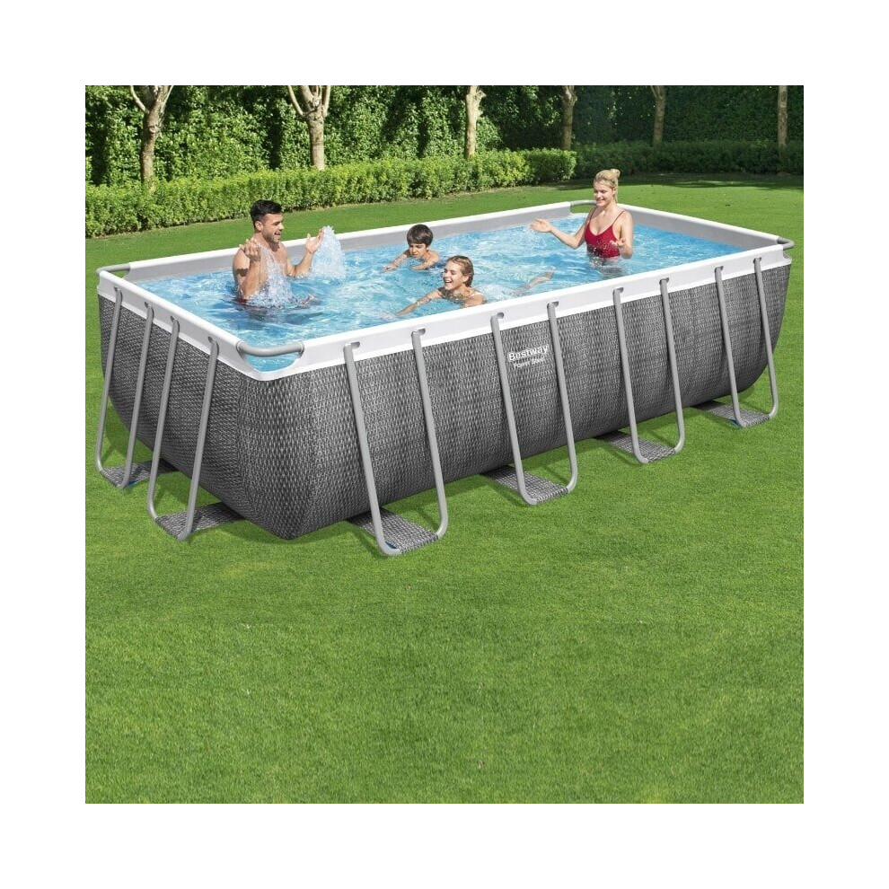 Bestway 16ft x 8ft x 48in Power Steel Rectangular Pool Set inc Filter Pump