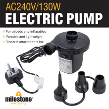 Milestone Camping Electric Air Pump / Inflate & Deflate Airbeds & Paddling Pools