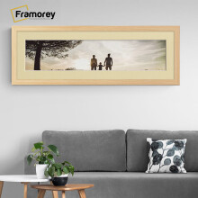 (Pine With Ivory Mount, 12x8" Pic (16x12" Frame)) Panoramic Size Pine Picture Frame Photo Frames With Multicolored Mounts Wall Hanging Frame