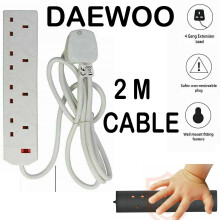 4 Gang Way 2M verlengkabel Electric Mains Power Plug Socket 13 AMP UK