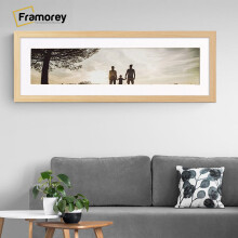 (Pine With White Mount, 12x5" Pic (16x9" Frame)) Panoramic Size Pine Picture Frame Photo Frames With Multicolored Mounts Wall Hanging Frame
