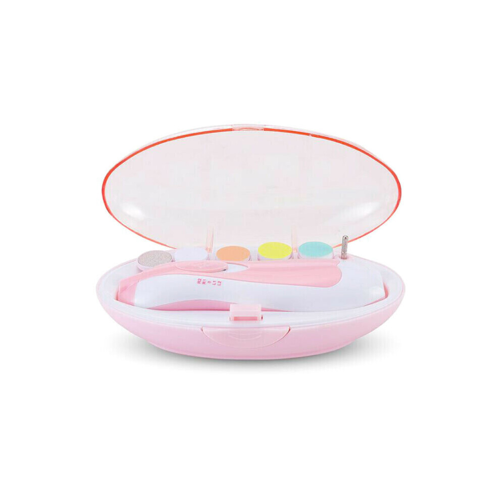 (Pink) 6 In 1 Baby Electric Nail File Drill No Sharp Claws Hurt Safety Kids Cutter Tool Pink