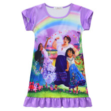 (Purple, 4-5 Years) Encanto Mirabel Sleepwear Dress Girls Pleated Skirt Nightdress Nightie Nighty
