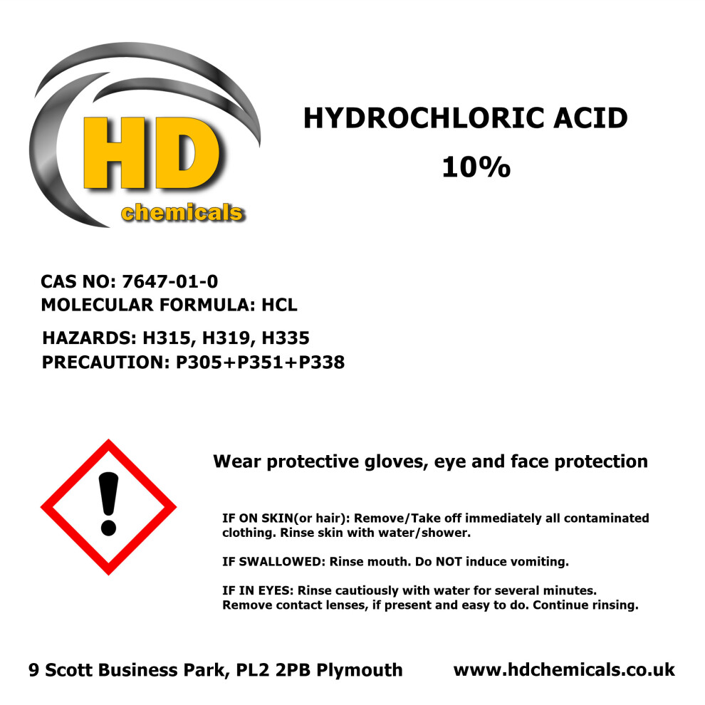 Hd Chemicals Ltd (1000Ml - 1L) Hydrochloric Acid 10% Brick And Patio Cleaner