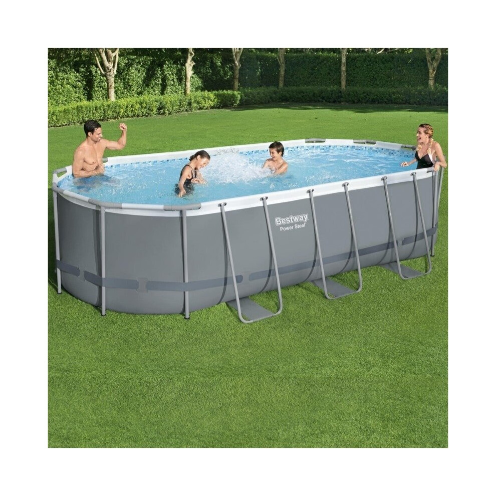 Bestway 18ft x 9ft x 48in Power Steel Oval Pool Set