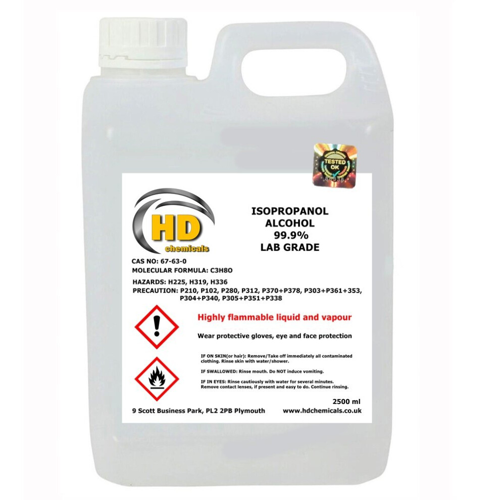 (2500ml - 2.5L) Isopropyl Alcohol 99.9% PURE Isopropanol IPA