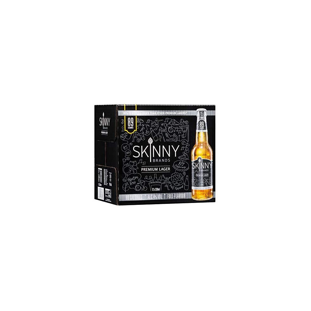 SkinnyBrands Premium Lager, 330 ml Bottle, Case of 12