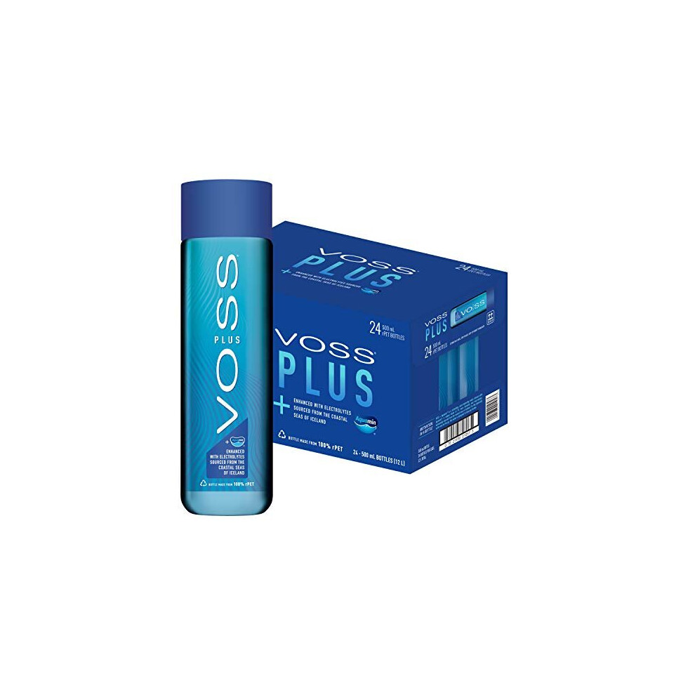 Voss Water , Voss Uk Plus, Artesian Still Water With Aquamin, Minerals And Electrolytes, Bulk Pack Of 24 X 500 Ml