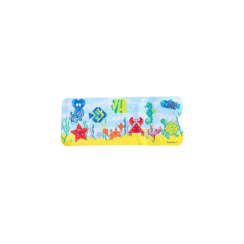 Scarlet Gem Ocean Scene Extra Long 100x40cm Non-Slip Bath and Shower Mat for Babies, Toddlers and Children