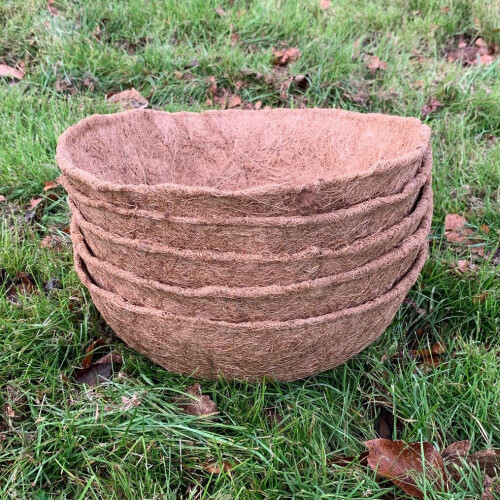 Selections Pack of 5 Round Coco Hanging Basket Planter Liner (35cm) 2