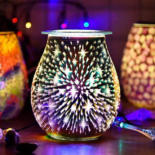 SUNJULY Wax Melt Burners Electric 3D Glass Electric Oil Burner Wax Melt Burner Warmer Fragrance for Bedside Lamp Living Room Lamp Bedroom Lam on OnBuy