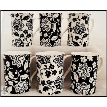fromeuropewithlove Florence Mugs Set of Six Florence Black and White Fine Bone China Mugs (Set of 6) Hand Decorated in the UK Free UK D